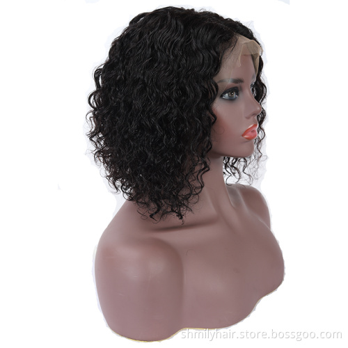 Women Lace Frontal 13*4 Wig For Beginners 1b Indian Natural Color Hair Remy Short Bob Cut Wholesale Indian Kinky Curly Wig